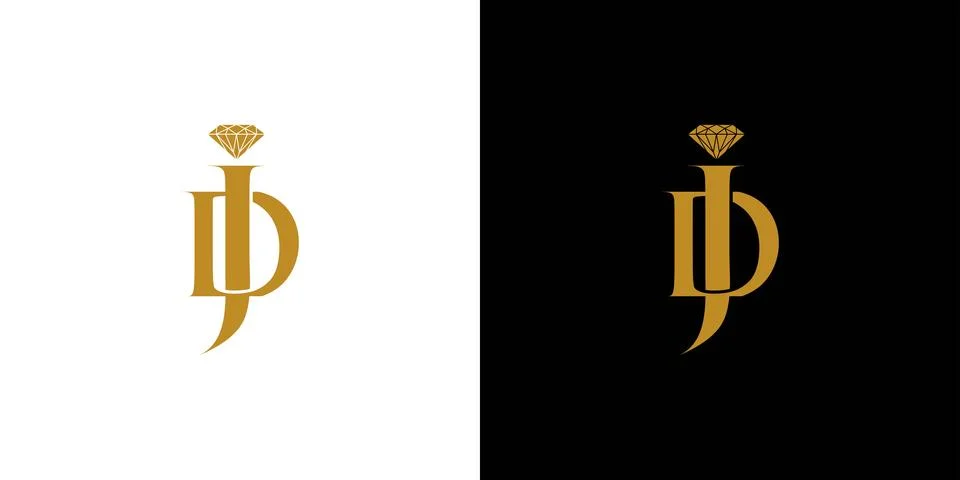 JD letter initials logo design combination of modern and luxury diamond symbo Stock Illustration