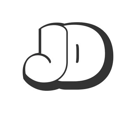 JD logo, bubble comic lettering, rounded in graffiti style black and white .. Illustrazione stock