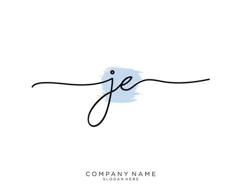 JE Initial handwriting logo design Stock Illustration