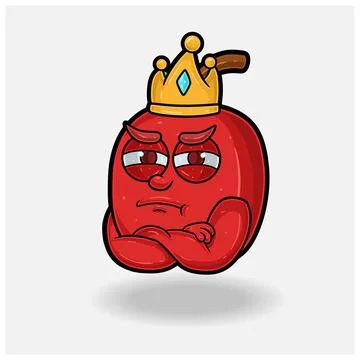 Jealous expression with Apple Fruit Crown Mascot Character Cartoon. Stock Illustration