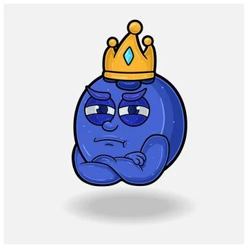 Jealous expression with Blueberry Fruit Crown Mascot Character Cartoon. Stock Illustration