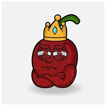 Jealous expression with Cherry Fruit Crown Mascot Character Cartoon. Stock Illustration