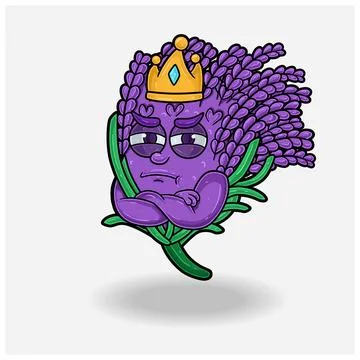Jealous expression with Lavender Crown Mascot Character Cartoon. Stock Illustration