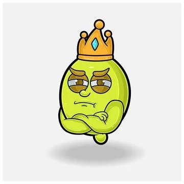 Jealous expression with Lemon Fruit Crown Mascot Character Cartoon. Stock Illustration