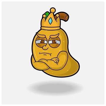 Jealous expression with Mango Fruit Crown Mascot Character Cartoon. Stock Illustration