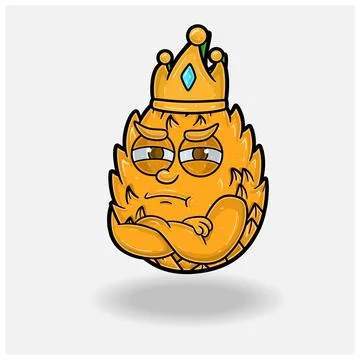 Jealous expression with Pineapple Fruit Crown Mascot Character Cartoon. Stock Illustration