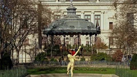 Jean Jaures Square, the statue of Daphne transformed into a laurel Stock Footage 268618062