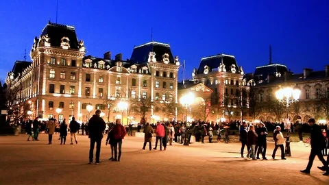 Jean Paul II Square in Paris Stock Footage 107091209