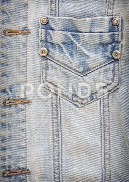 Jean Shirt With Pocket And Metal Button On Clothing Textile Industrial