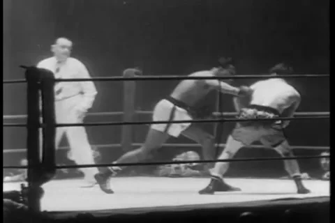 Jean Stalk vs Sugar Ray Robinson boxing 1950 archival footage Stock Footage 201084455
