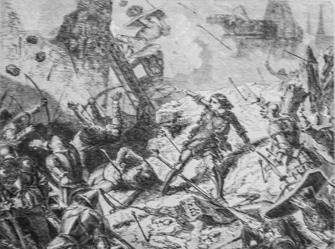Jeanne d'arc blessee devant paris1415-1434, histoire populaire de frrance par イラスト素材