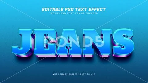 Jeans 3d blue text effect editable PSD Template