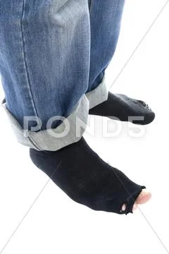 Jeans and boots close up Stock Photos