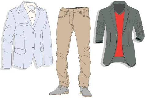 Jeans and jacket illustration vector set 스톡 일러스트