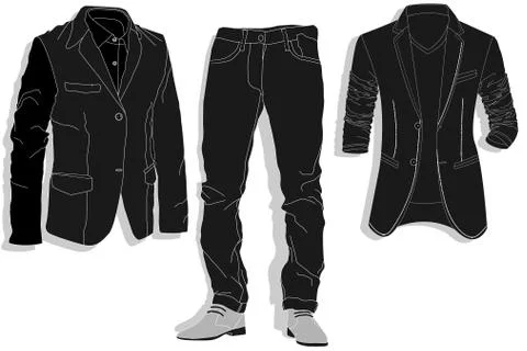 Jeans and jacket illustration vector set Illustrazione stock