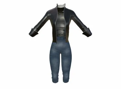 Jeans and a jacket on a white background 3d-rendering イラスト素材