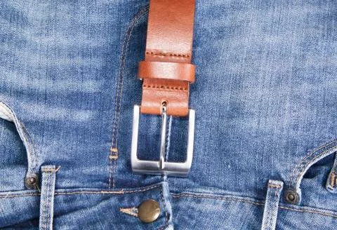 Jeans With Belt Background Stock-Fotos