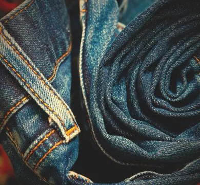 Jeans constricted into a roll Stock Photos