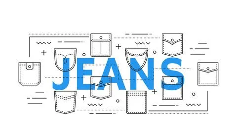 Jeans denim and jacket pockets of pants or shirt Illustrazione stock