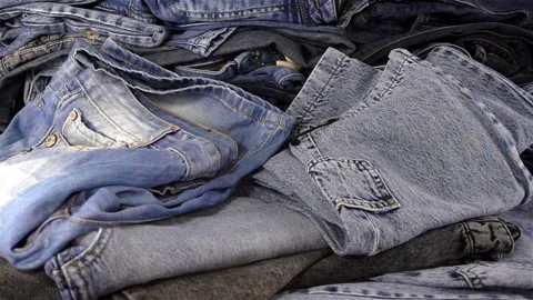 Jeans fall in slow motion Stock Footage 139342314