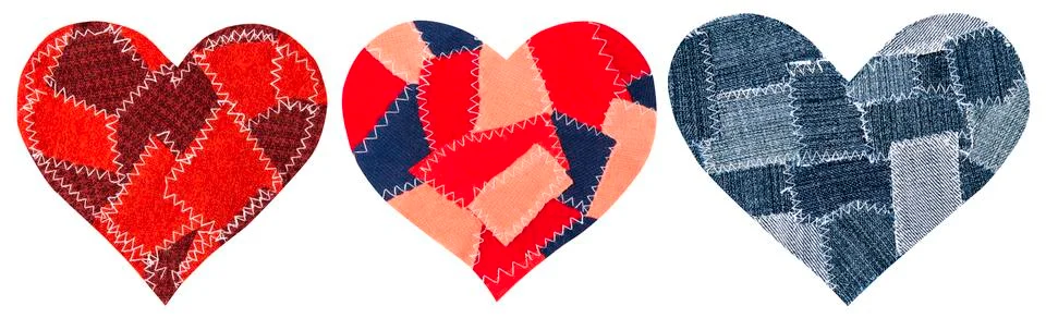 Jeans Heart Shape Patch Object with Stitches Seam, Decorative Fabric  Joint Stock Photos