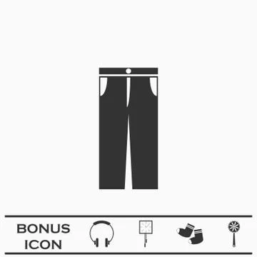 Jeans pants icon flat. Stock Illustration