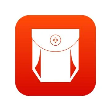 Jeans pocket with button icon digital red Stock Illustration