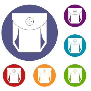 Jeans pocket with button icons set Stock Illustration