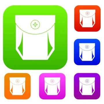 Jeans pocket with button set color collection Illustrazione stock
