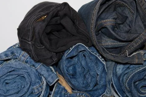Jeans rol stack Stock Photos