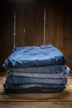 Jeans stacked Foto stock