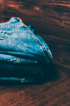 Jeans On Table Stock Photos