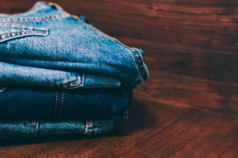 Jeans On Table Stock Photos