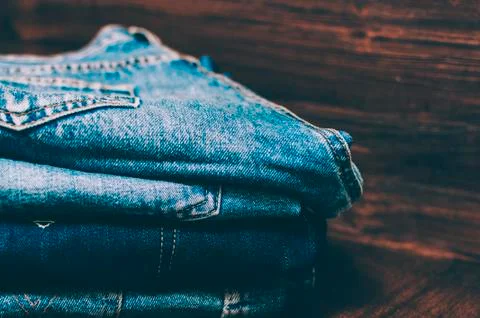 Jeans On Table Stock Photos