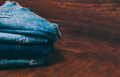 Jeans On Table Stock Photos