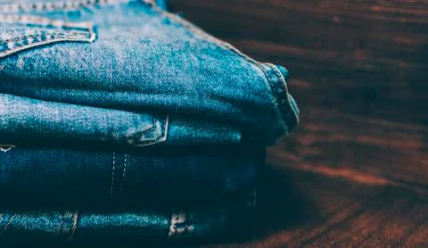 Jeans On Table Stock Photos