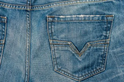 Jeans Texture - the back pocket Stock Photos