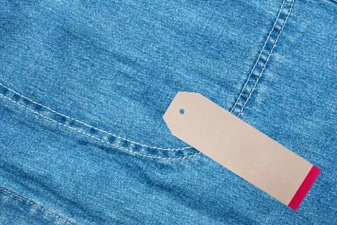 JEANS texture background with tag Stock Photos
