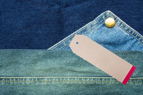 JEANS texture background with tag Stock Photos