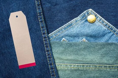 JEANS texture background with tag Stock Photos