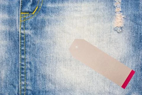 JEANS texture background with tag Stock Photos