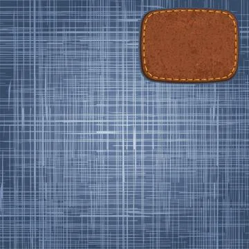 Jeans texture with leather label. vector Stock Illustration
