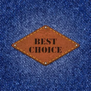 Jeans texture with leather label. Vector Stock Illustration