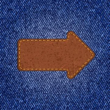 Jeans texture with leather label. Vector Stock Illustration