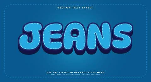Jeans vector 3d editable text effect Illustrazione stock