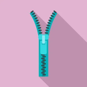 Jeans zipper icon, flat style Stock Illustration