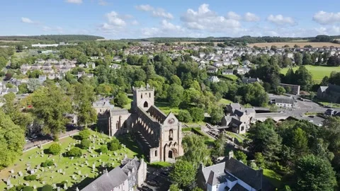 Jedburgh Abbey from a drone, Augustinian Abbey, Jedburgh, Scottish Borders Stock-Footage 317334604