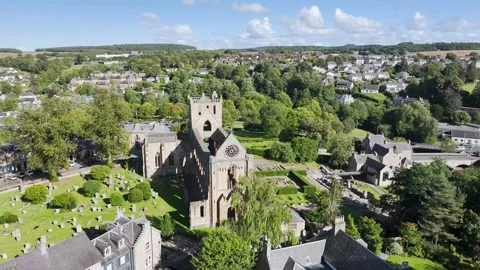 Jedburgh Abbey from a drone, Augustinian Abbey, Jedburgh, Scottish Borders Stock-Footage 317334638