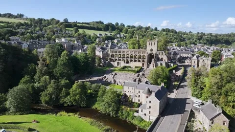 Jedburgh Abbey from a drone, Augustinian Abbey, Jedburgh, Scottish Borders Stock-Footage 317375440