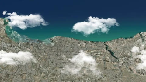 Jeddah 3D Satellite Map With Cloud Animation Stock Footage 306335760